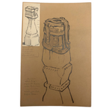 Hiram Campbell Merrill Drawing of Medieval Alms Box, Brittany, 1909