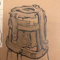 Hiram Campbell Merrill Drawing of Medieval Alms Box, Brittany, 1909