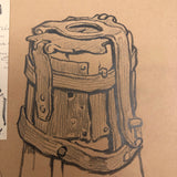 Hiram Campbell Merrill Drawing of Medieval Alms Box, Brittany, 1909