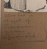 Hiram Campbell Merrill Drawing of Medieval Alms Box, Brittany, 1909