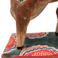 Vintage Mexican Folk Art Pottery Triple Donkey Candleholder