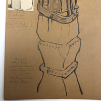 Hiram Campbell Merrill Drawing of Medieval Alms Box, Brittany, 1909