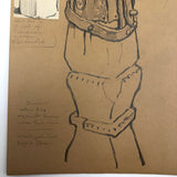 Hiram Campbell Merrill Drawing of Medieval Alms Box, Brittany, 1909