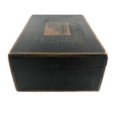 Charming 19th Century Monogrammed Document Box with Wallpapered Interior
