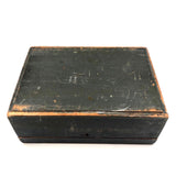 Charming 19th Century Monogrammed Document Box with Wallpapered Interior
