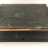 Charming 19th Century Monogrammed Document Box with Wallpapered Interior