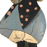 c. Early 1930s Painted Folk Art Garden Post Woman with Bouquet and Umbrella