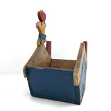 The Happiest Old Folk Art Wooden Box or Planter  Ever