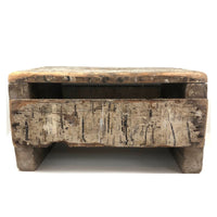 Much Used Old Pine Stool with Painterly Surface