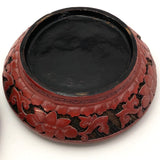 Antique Chinese Cinnabar Lacquer Round Box with Character for Spring (Chun) and God of Longevity (Shoulao)