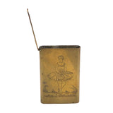 Charming c. 1900 Hand-engraved Brass Vesta or Card Case with Ballerina