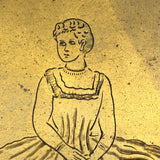 Charming c. 1900 Hand-engraved Brass Vesta or Card Case with Ballerina