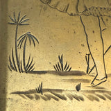 Charming c. 1900 Hand-engraved Brass Vesta or Card Case with Ballerina