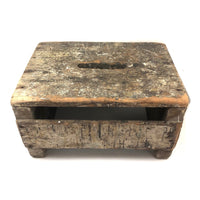 Much Used Old Pine Stool with Painterly Surface