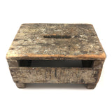 Much Used Old Pine Stool with Painterly Surface