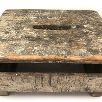 Much Used Old Pine Stool with Painterly Surface