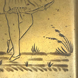 Charming c. 1900 Hand-engraved Brass Vesta or Card Case with Ballerina