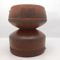 Finely Incised Pair of Rusty Red Studio Pottery Serving Bowls