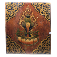 Antique Tibetan Large Painted Wooden Panel