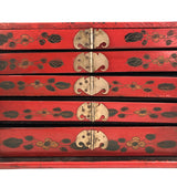Hand-Painted Red Chinese Five-Drawer Mahjong Box / Jewelry Box
