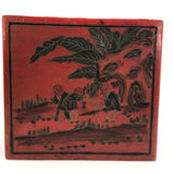 Hand-Painted Red Chinese Five-Drawer Mahjong Box / Jewelry Box