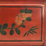 Hand-Painted Red Chinese Five-Drawer Mahjong Box / Jewelry Box