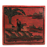 Hand-Painted Red Chinese Five-Drawer Mahjong Box / Jewelry Box