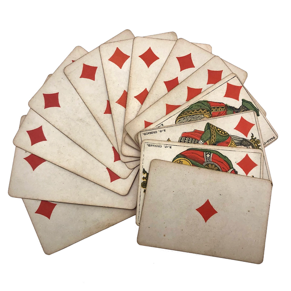 B.P Grimaud 19th Century French No Indices Playing Cards -Diamonds