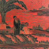 Hand-Painted Red Chinese Five-Drawer Mahjong Box / Jewelry Box