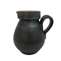 Blue Brown Mid-Century Stoneware Pottery Pitcher