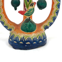 Vintage Mexican Folk Art Pottery Small Candleholder with Birds