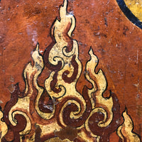 Antique Tibetan Large Painted Wooden Panel