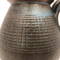Blue Brown Mid-Century Stoneware Pottery Pitcher