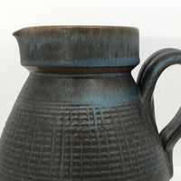 Blue Brown Mid-Century Stoneware Pottery Pitcher