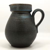 Blue Brown Mid-Century Stoneware Pottery Pitcher