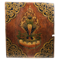 Antique Tibetan Large Painted Wooden Panel