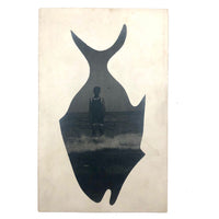 Fish Shaped Boy at Sea, Real Photo Postcard Masked Image