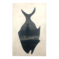 Fish Shaped Boy at Sea, Real Photo Postcard Masked Image