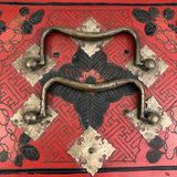 Hand-Painted Red Chinese Five-Drawer Mahjong Box / Jewelry Box