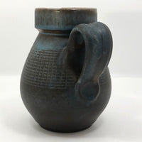 Blue Brown Mid-Century Stoneware Pottery Pitcher