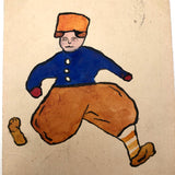 I'm Your In Haste Wonderful Hand-painted Blue and Orange Dutch Boy Postcard