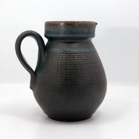 Blue Brown Mid-Century Stoneware Pottery Pitcher