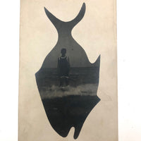 Fish Shaped Boy at Sea, Real Photo Postcard Masked Image