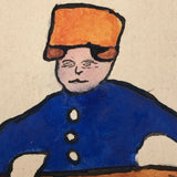 I'm Your In Haste Wonderful Hand-painted Blue and Orange Dutch Boy Postcard