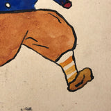 I'm Your In Haste Wonderful Hand-painted Blue and Orange Dutch Boy Postcard