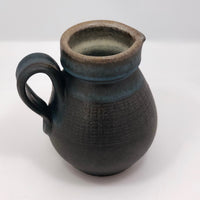 Blue Brown Mid-Century Stoneware Pottery Pitcher