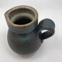 Blue Brown Mid-Century Stoneware Pottery Pitcher