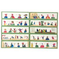 Antique French Hand-colored Magic Lantern Slides, Set of Ten in Original Box