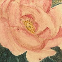 19th C. Theorem Watercolor Roses and Butterflies in Great Period Frame