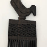 Carved Ebony African Hair Comb with Rooster